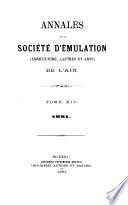 Annales de la Société d'émulation (agriculture, lettres et arts) de l'Ain