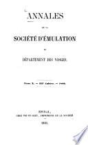 Annales de la Société d'Emulation du Département des Vosges