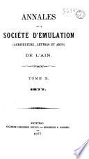 Annales de la Société d'émulation et d'agriculture de l'Ain