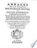 Annales de la société des soi-disans Jésuites