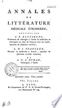 Annales de littérature médicale étrangère