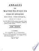 Annales de mathématiques pures et appliquées ...