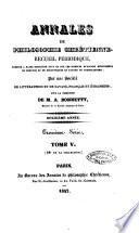 Annales de philosophie chretienne recueil periodique ...