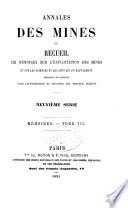 Annales des mines, ou Recueil de mémoires sur l'exploitation des mines, et sur les sciences qui s'y rapportent