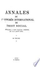 Annales du 1er congrès international de droit social