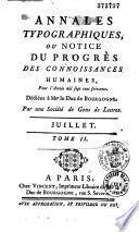 Annales typographiques ou notice du progrès des connaissances humaines