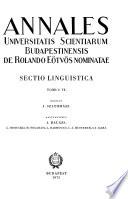 Annales Universitatis Scientiarum Budapestinensis de Rolando Eötvös Nominatae