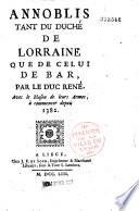 Annoblis tant du Duché de Lorraine que de celui de Bar par le Duc René