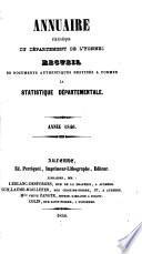 Annuaire Historique du Dept. de l'Yonne. Recueil de Documents Authentiques Destinés a Former la Statistique Départementale