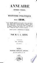 Annuaire historique universel ou histoire politique