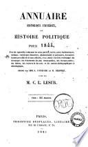 Annuaire historique universel, ou Histoire politique pour ... C.L. Lesur