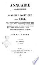 Annuaire historique universel, ou Histoire politique pour ...