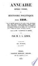 Annuaire historique universel, ou histoire politique pour ....