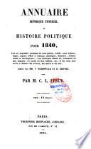 Annuaire historique universel .....précédé d'une introduction ou tableau de la situation politique, à la fin de 1817....