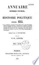 Annuaire historique universel .....précédé d'une introduction ou tableau de la situation politique, à la fin de 1817....