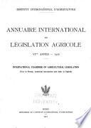 Annuaire international de législation agricole