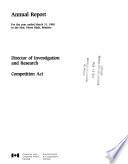 Annual Report, Director of Investigation and Research, Combines Investigation Act