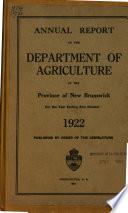 Annual Report of the Department of Agriculture and Rural Development of the Province of New Brunswick