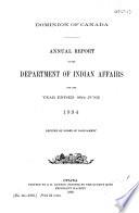 Annual report of the Department of Indian Affairs