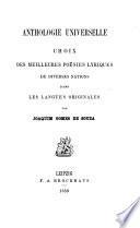Anthologie universelle choix des meilleures poésies lyriques de diverses nations dans les langues originales