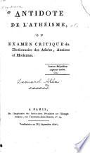 Antidote de l'athéisme