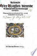 Antwoorde op dry vraghen, dienende tot advijs inde huydendaechse swaricheden. Ghetrouwelijck uyt de Fransoyse tale, in onse Nederlandse tale overgeset [by Jacobus Trigland, from “Réponse à quelques demandes sur le Concept ou project, servant pour advis aux presentes difficultez,” by Fabrice de la Bassecourt].