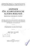 Anzeiger für schweizerische Altertumskunde