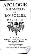 Apologie d'Homère et bouclier d'Achille