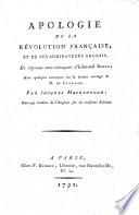 Apologie de la Révolution française, et de ses admirateurs anglais, en réponse aux attaques d'Edmund Burke