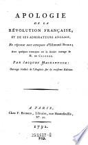 Apologie de la révolution française, et de ses admirateurs anglais