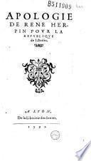 Apologie de Rene Herpin pour la Republique de I. Bodin