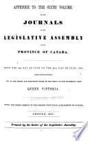 Appendix to the ... Journals of the Legislative Assembly [and the Legislative Council] ...