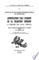 Appréciation par l'Europe de la tradition chinoise
