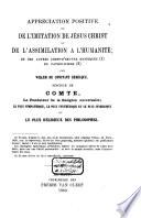 Appréciation Positive de l'Imitation de Jésus Christ ou de L'Assimilation a l'Humanité