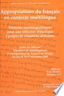 Appropriations du français en contexte multilingue