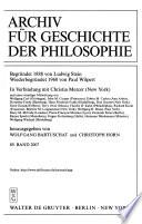 Archiv Für Geschichte Der Philosophie