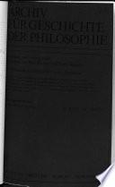 Archiv für Geschichte der Philosophie