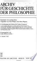 Archiv für Geschichte der Philosophie