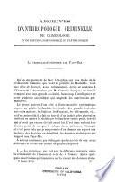 Archives d'anthropologie criminelle, de criminologie et de psychologie normale et pathologique
