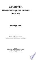 Archives d'histoire doctrinale et littéraire du moyen âge