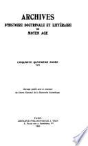 Archives d'histoire doctrinale et littéraire du moyen âge