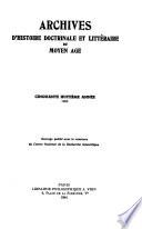 Archives d'histoire doctrinale et littéraire du moyen âge