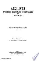 Archives d'histoire doctrinale et littéraire du moyen âge