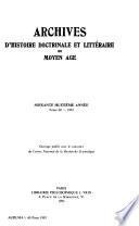 Archives d'histoire doctrinale et littéraire du moyen âge
