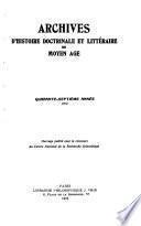 Archives d'histoire doctrinale et littéraire du moyen âge