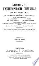Archives de l'anthropologie criminelle et des sciences pénales