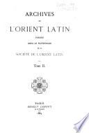 Archives de l'Orient latin