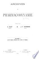 Archives de pharmacodynamie