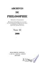 Archives de philosophie