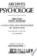 Archives de psychologie. monographs